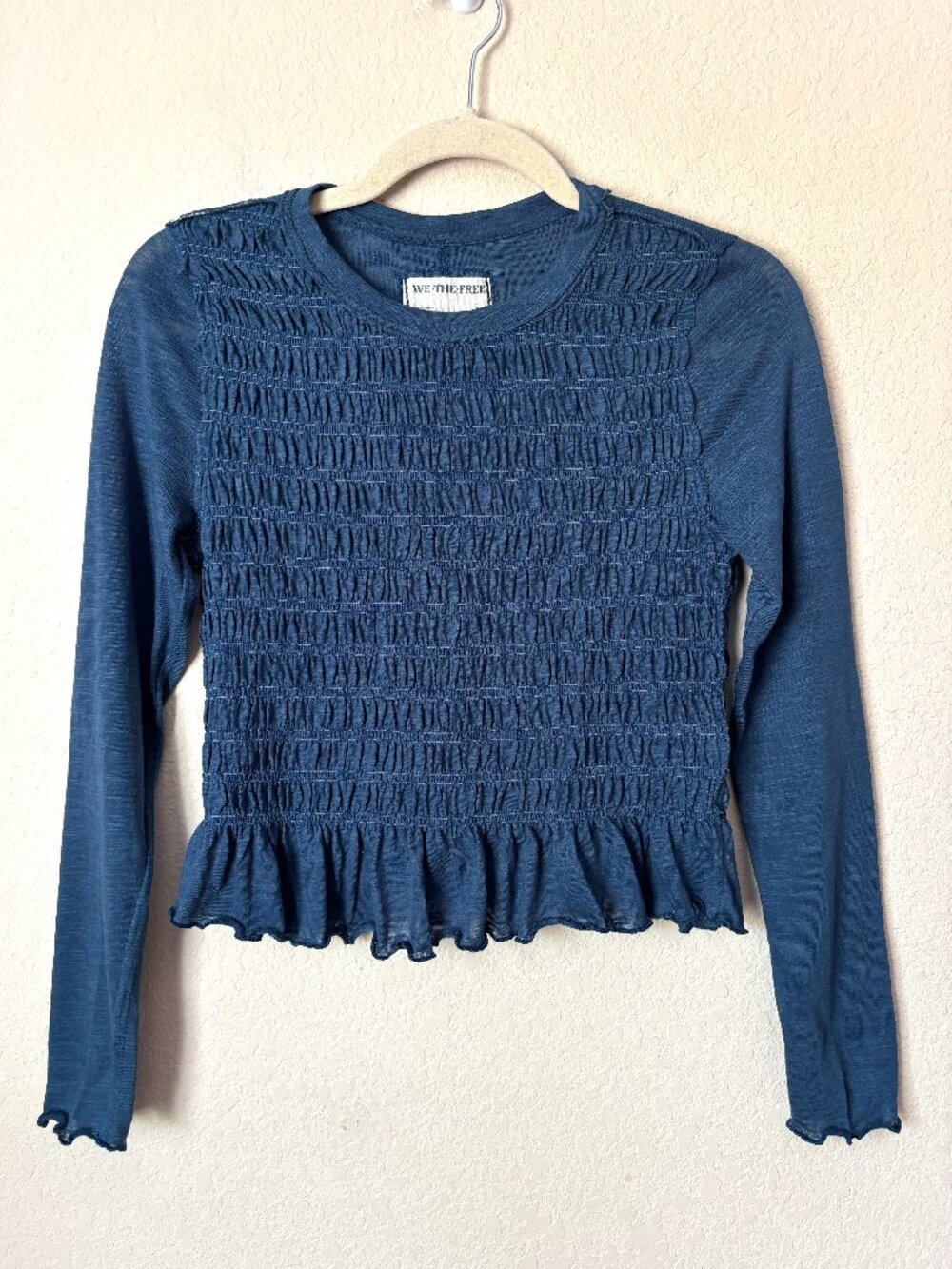 NEW Free People Smocked We The Free Sylvie Long Sleeve Shirt Top - Picture 2 of 9